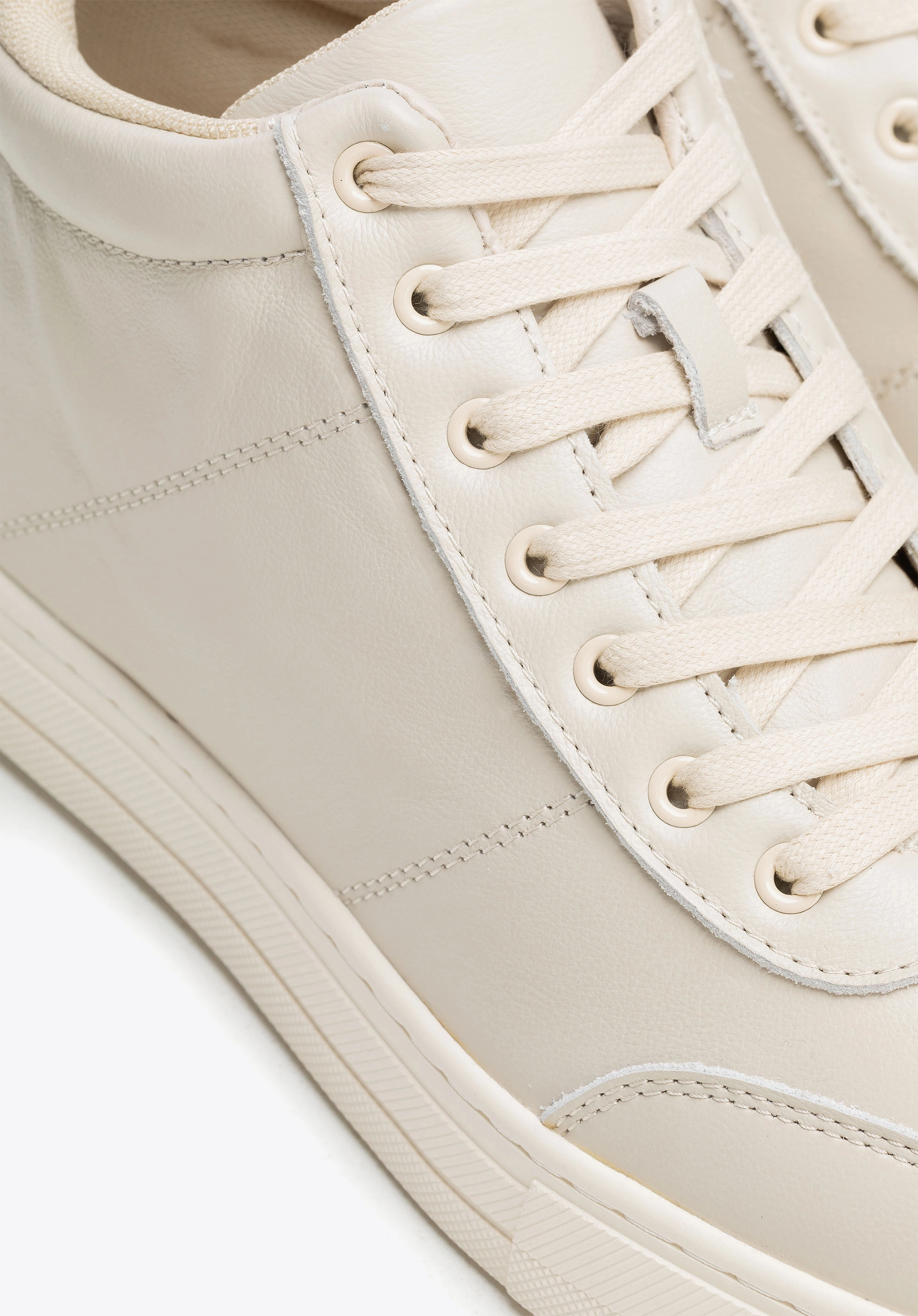 Męskie sneakersy z naturalnej skóry licowej jasny beż