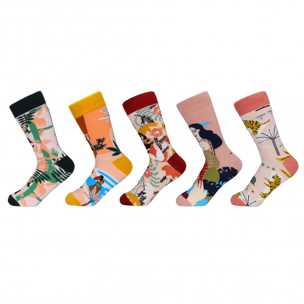 1 par de calcetines para hombre y mujer con divertida ilustración de belleza y animales, estilo urbano, para skate y Harajuku, de algodón.