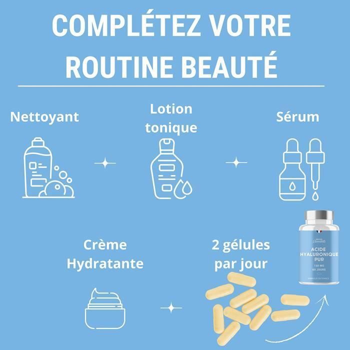 Pure Hyaluronic Acid - 150 mg/day - Anti-aging and Joint Health - 120 capsules - Food supplement - Made in France