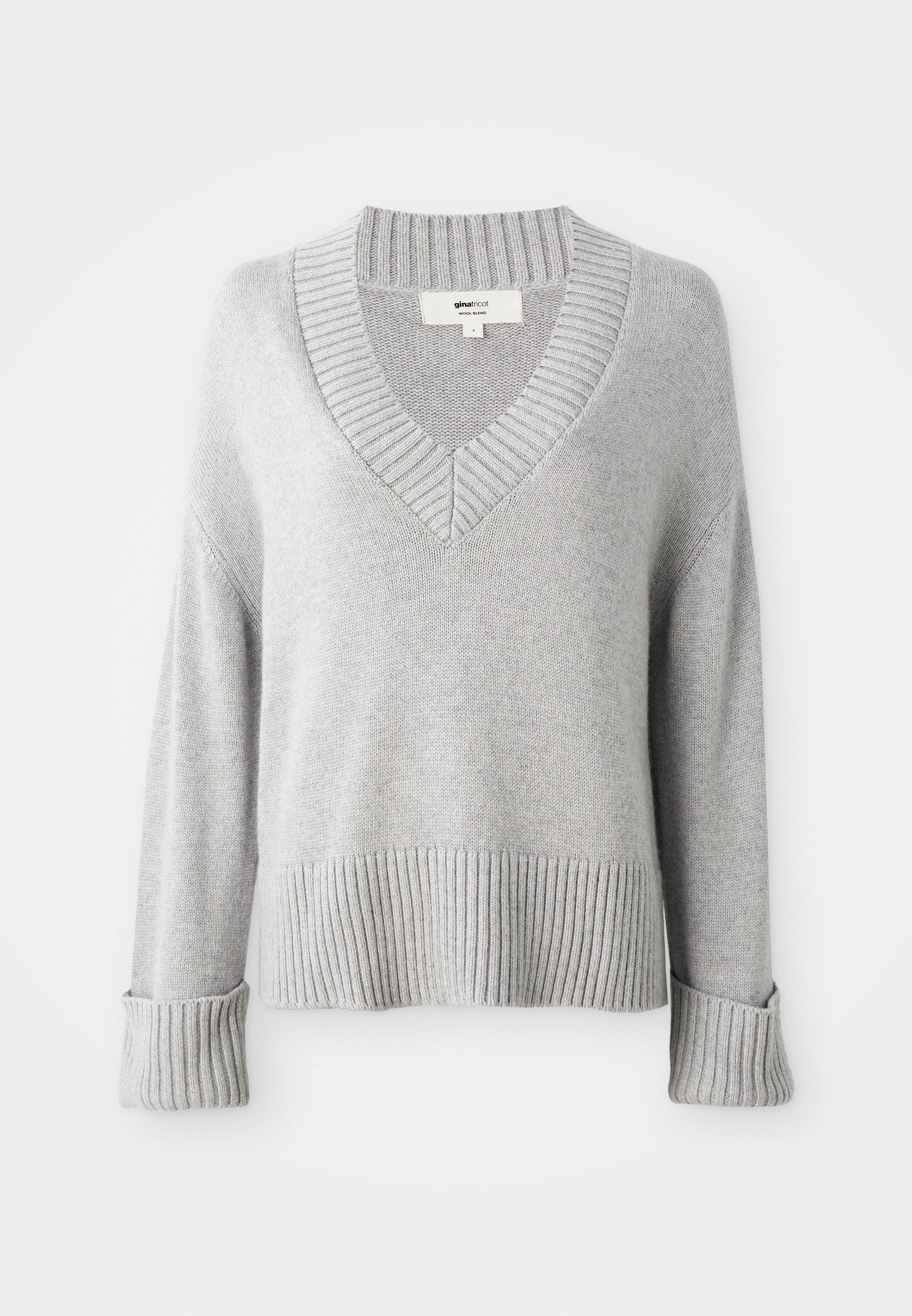 Gina Trikot V-Ausschnitt - Pullover - hellgrau meliert