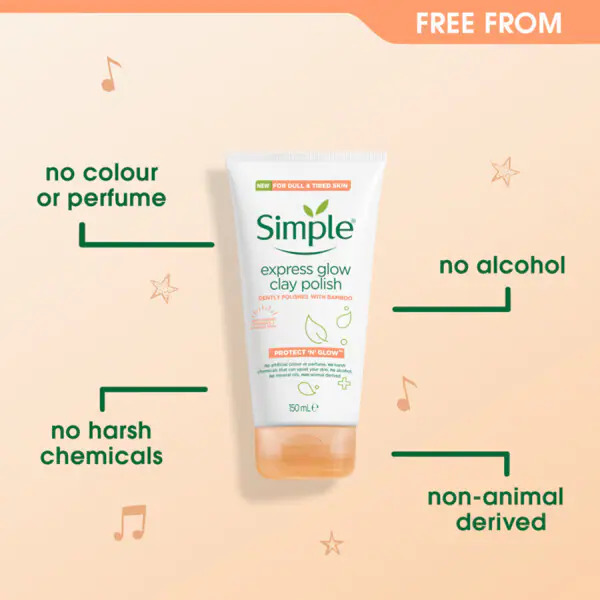 „Simple Protect 'N' Glow Express“ švytintis molio valiklis 150 ml