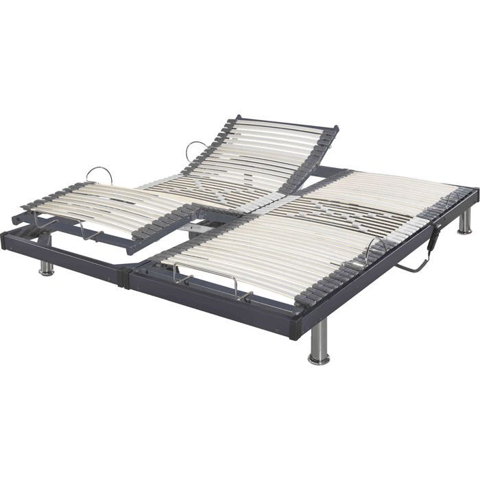 Base letto elettrica regolabile extrapiatta grigia 2x70x190 - Grigio - Garanzia di 5 anni - Someo
