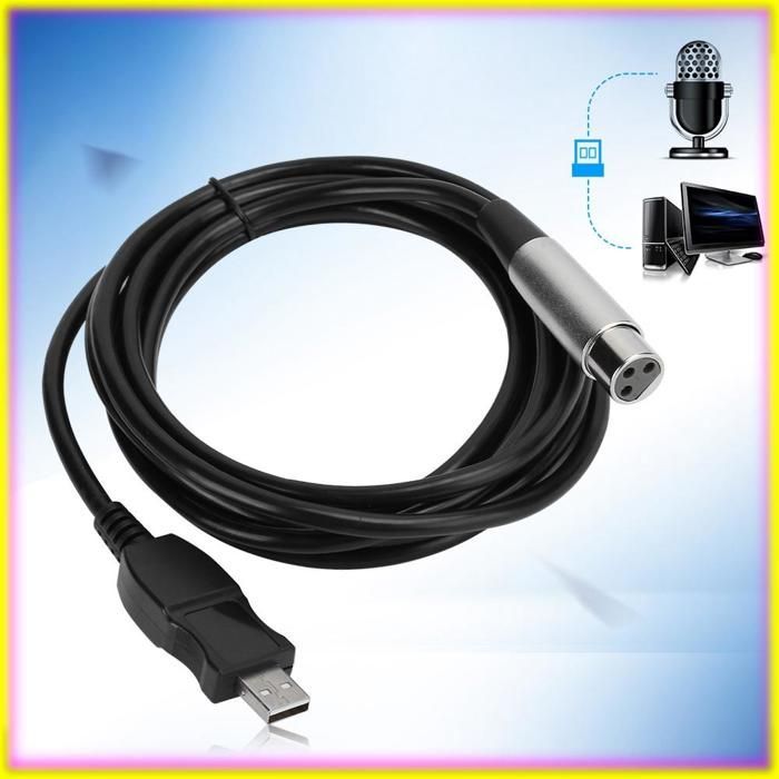 Cable de micrófono Keenso, cable USB a XLR para micrófono, conversión AD integrada con proyector de vídeo.