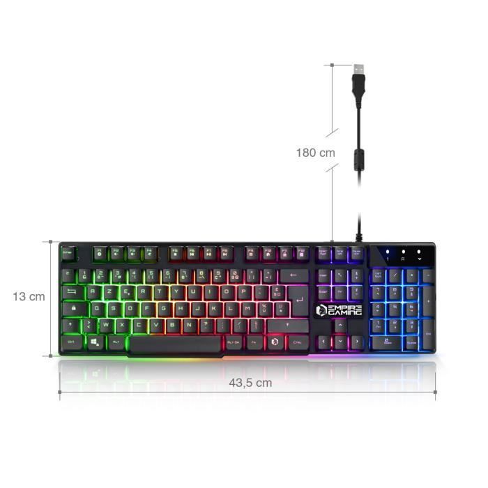 Tastiera da gioco - EMPIRE GAMING - K300 - AZERTY - Retroilluminazione LED RGB - Anti-Ghosting - 105 tasti