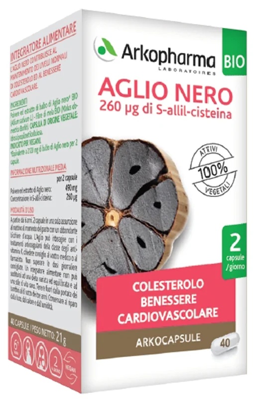 ARKOPHARMA Arkopharma Alho Negro Orgânico 40 cápsulas Suplemento alimentar para controle do colesterol