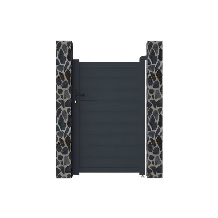 Puerta batiente de aluminio macizo NAZARIO, 103 cm de ancho x 165 cm de alto, color antracita.