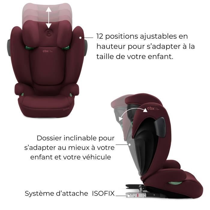 Silla de coche Cybex Solution B3 i-Fix - De 3 a 12 años - De 15 a 50 kg - De 100 a 150 cm - Roja