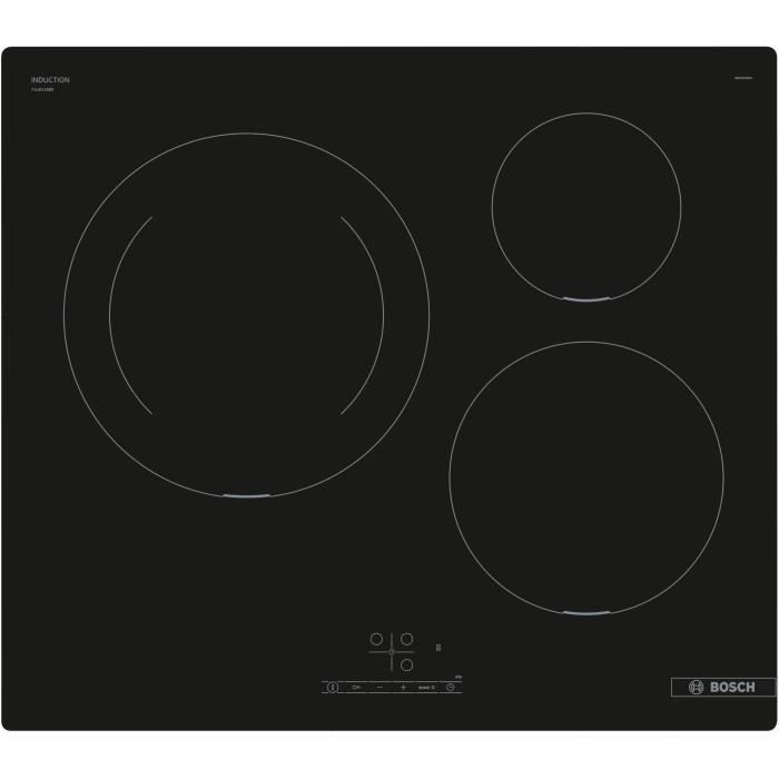 Placa de inducción de 60 cm - BOSCH PUJ611BB5E SER4 Negra - 3 quemadores - 592 x 522 mm