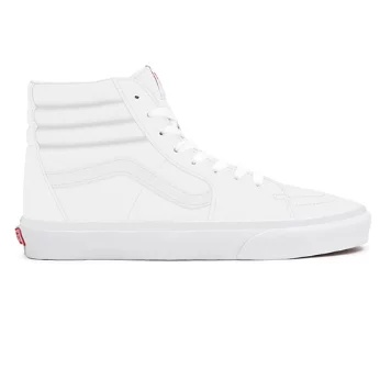 Total White Leather Sk8-Hi personalizzate a calzata ampia