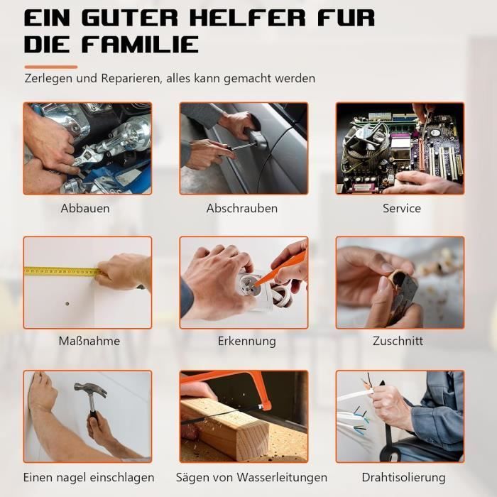Kit di attrezzi da 102 pezzi, cassetta degli attrezzi DAYPLUS piena, set di attrezzi completo con utensili