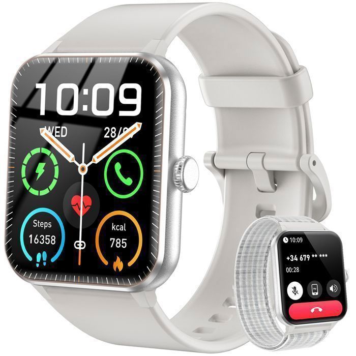 Smartwatch for Men and Women with Bluetooth Calling, Pedometer, Heart Rate Monitor, Blood Oxygen Monitor, IP68 Waterproof, for iPhone and Android