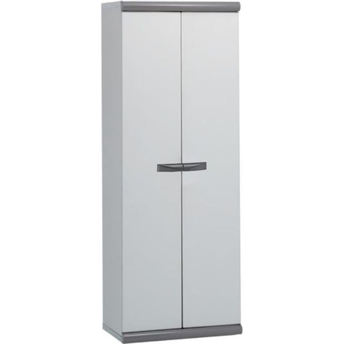 Armoire Haute de Jardin Résine Coimbra 2 Gardiun 62,5x39x169 cm Gris 2 Portes 3 Étagères
