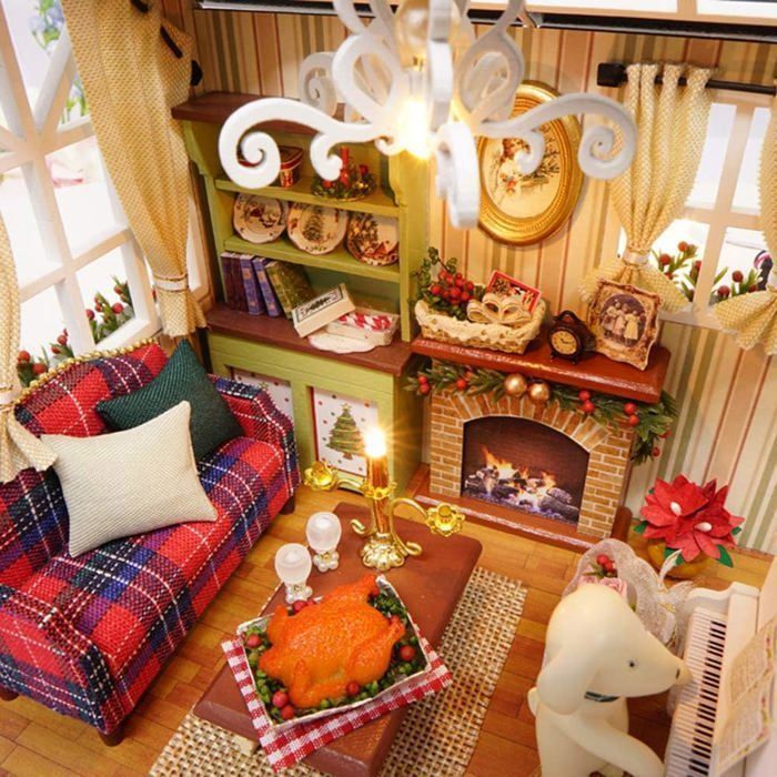 Kit de casa de muñecas miniatura 3D - JZSH - Hágalo usted mismo con muebles, iluminación LED y música.