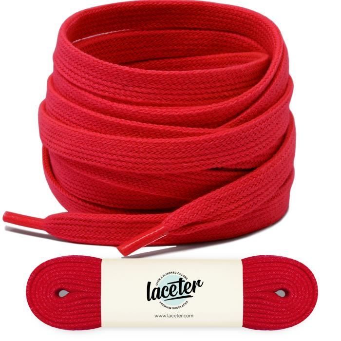 Lacets plats rouges, 120 cm, Largeur 8mm, Lacet rouge pour basket et chausures