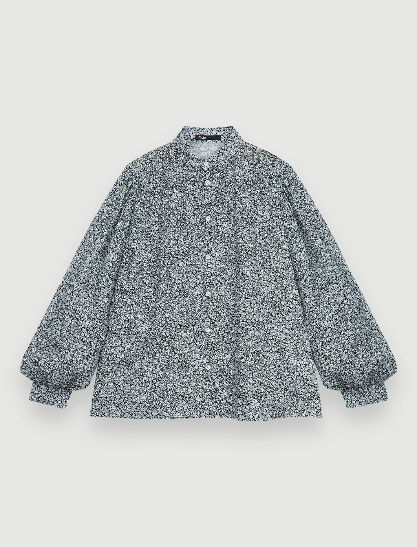 Schuine jacquard blouse - Zwart/wit