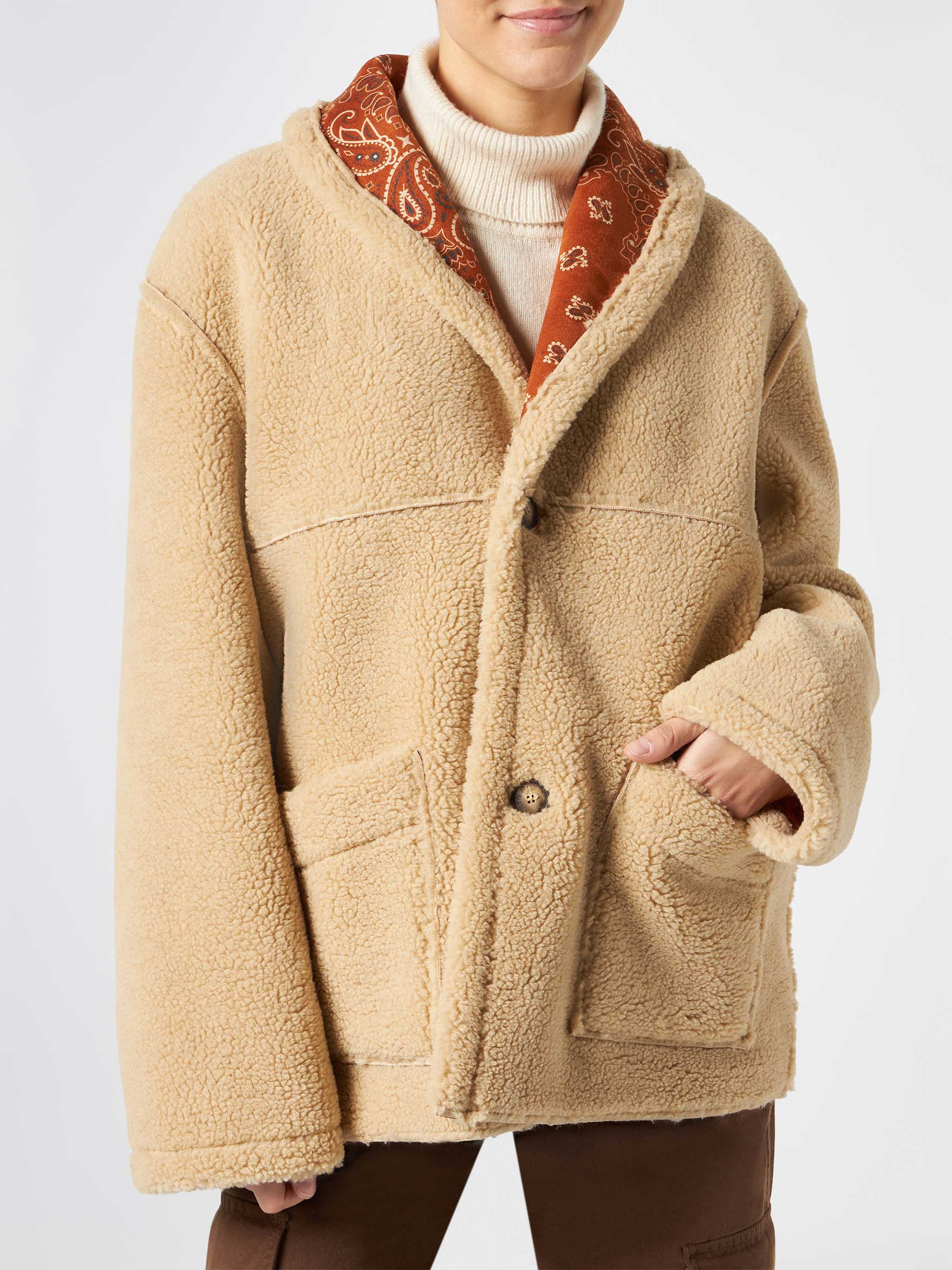 Chaqueta reversible de borrego para mujer