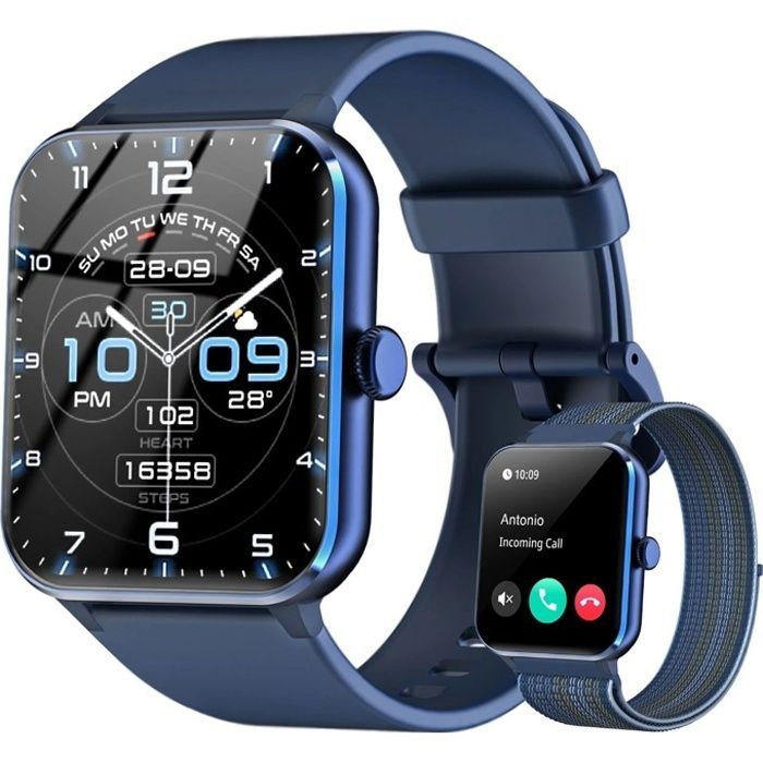 Smartwatch da uomo Blackview con chiamate Bluetooth, display da 1,85'', SpO2/impermeabile/sonno/calorie/oltre 100 modalità sportive/IP68 blu