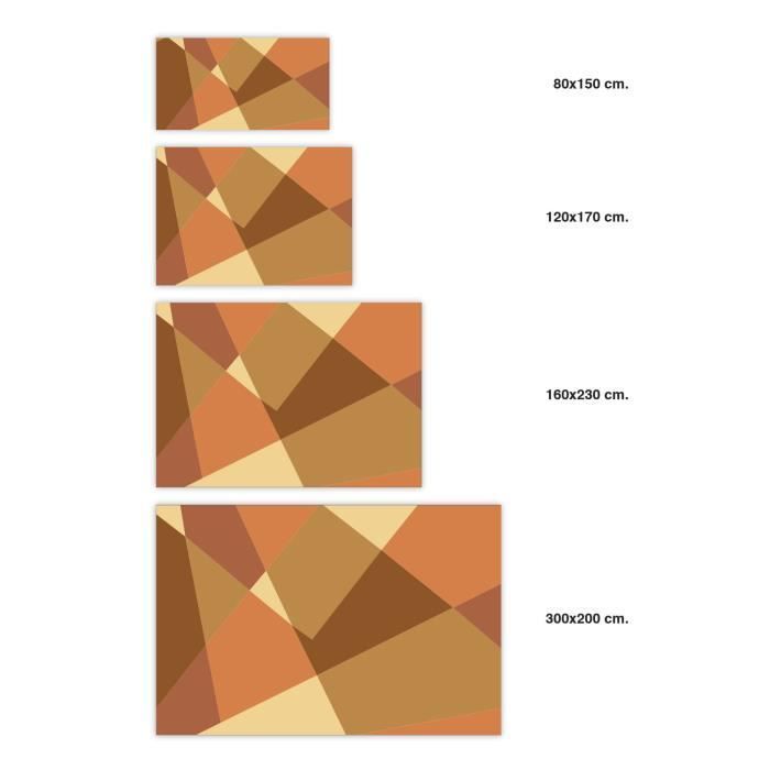 Tapis Vinyle Panorama Géométrie Abstraite Orange 60x110 cm - Tapis pour Cuisine, Bureau et Salon en PVC
