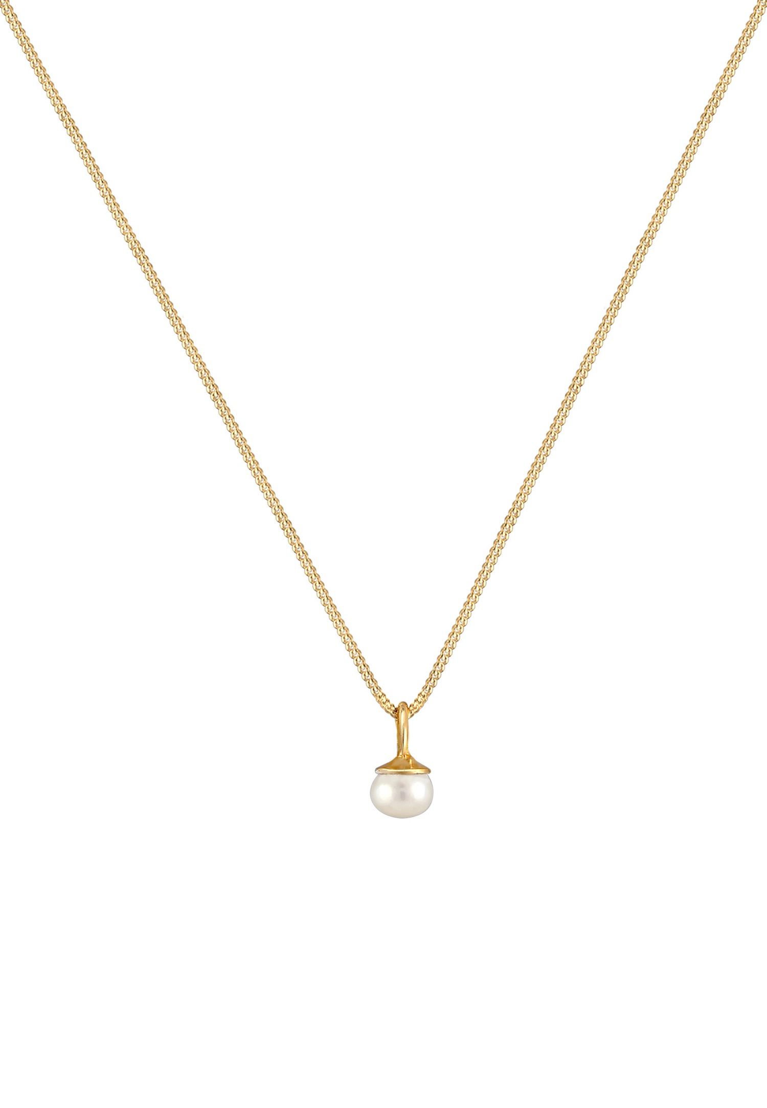Elli Pendentif pour dames Perle de culture d'eau douce Minimal en argent sterling 925 plaqué or