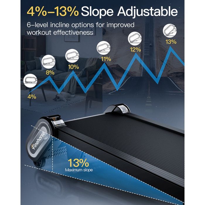 Akluer H1 Treadmill, Automatic Incline Adjustment, Quiet 2.5 HP Motor, Maximum User Weight: 150 kg, Speed: 1 to 6 km/h, Black