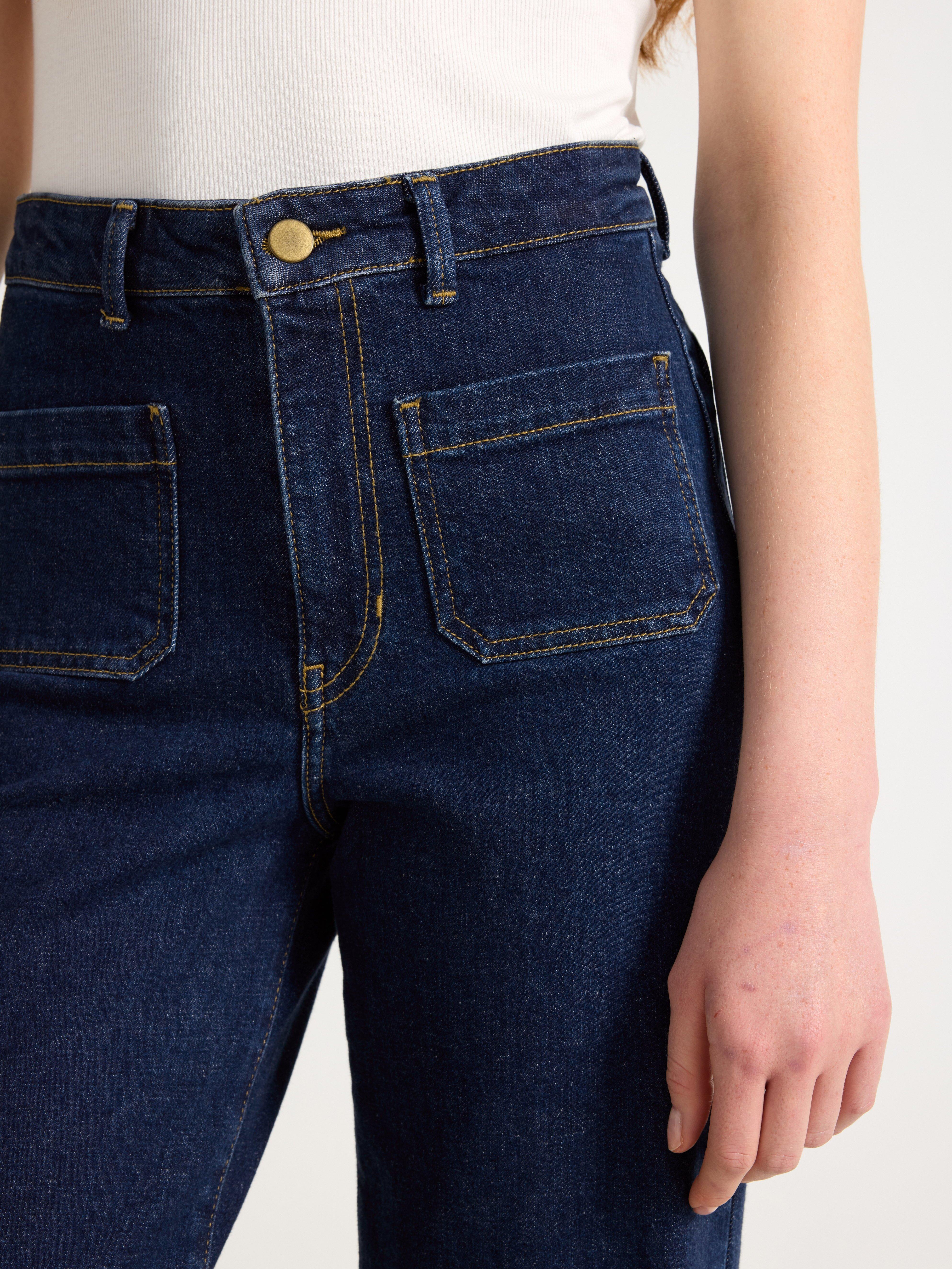 VIDE jeans med lett stretch i mørk denim