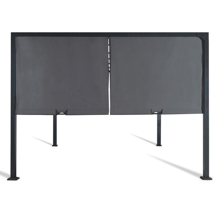 IDMARKET Pergola coulissante 2 pans 3x4 M belvédère de jardin toile gris anthracite