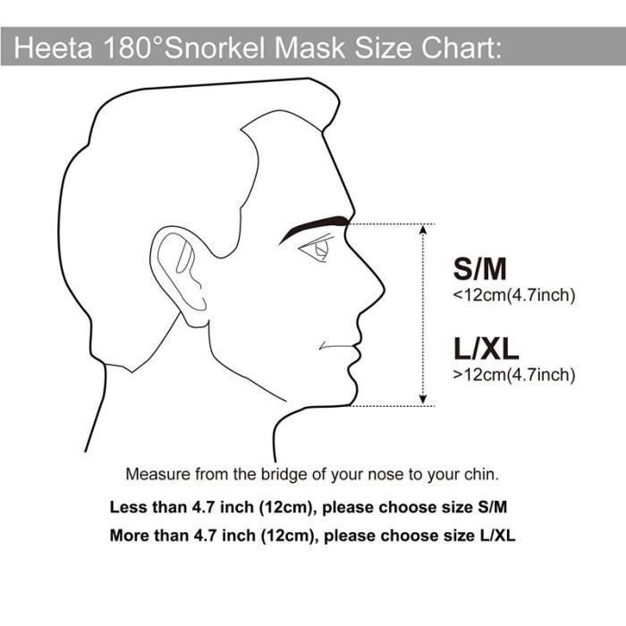 Máscara de snorkel antivaho, máscara facial completa y tubo de snorkel con visibilidad de 180° (L/XL), + GoPro (¡gran descuento!)
