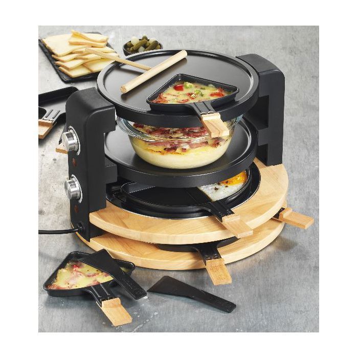 Raclette - KITCHEN CHEF - Redonda para 8 personas - 1500W - Acabado en madera