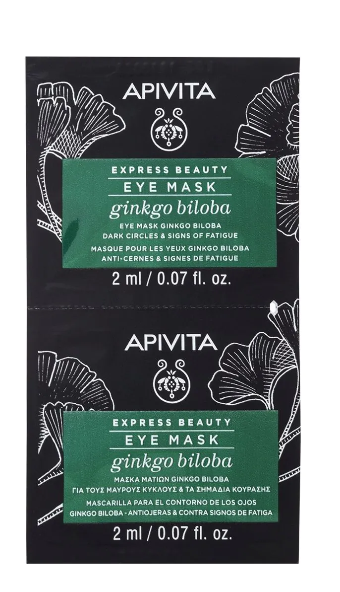 Apivita Express Beauty Maseczka pod oczy Redukująca Cienie i Oznaki Zmęczenia Ginko Biloba