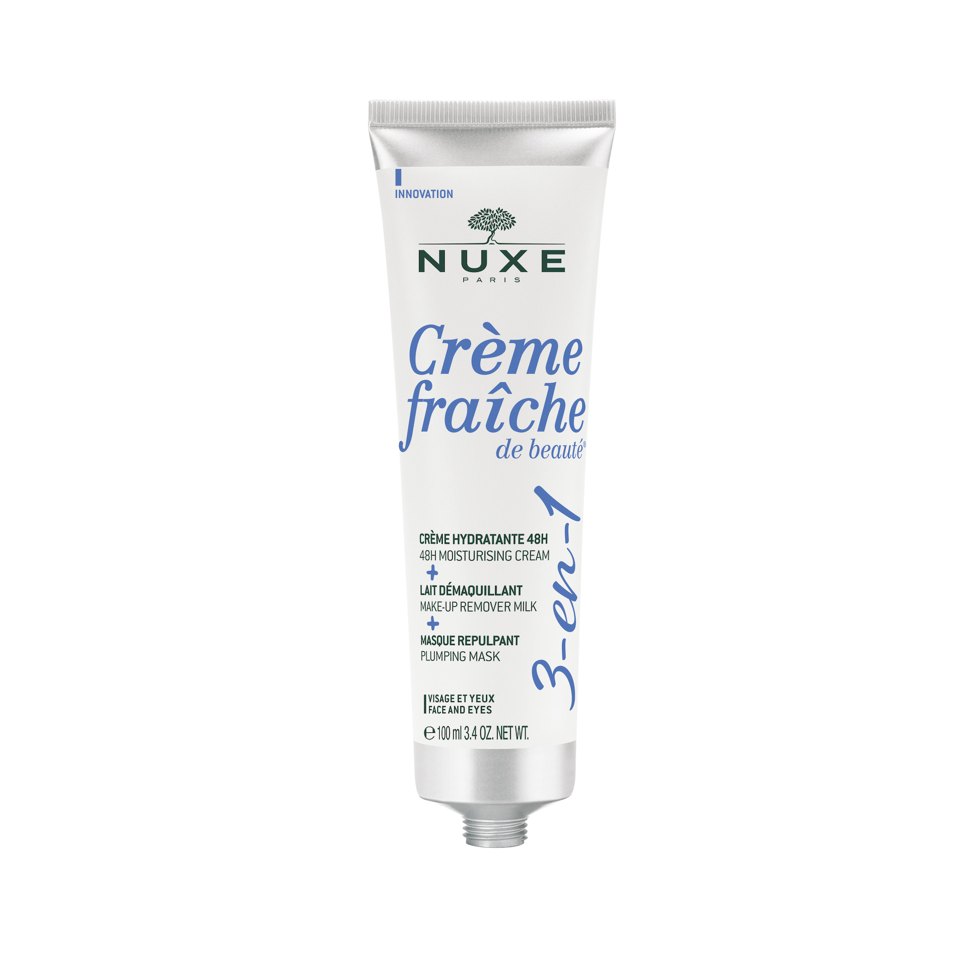 Crème Fraîche De Beauté 3 az 1-ben 48 órás hidratáló krém, sminklemosó tej, teltségnövelő maszk 100 ml - NUXE