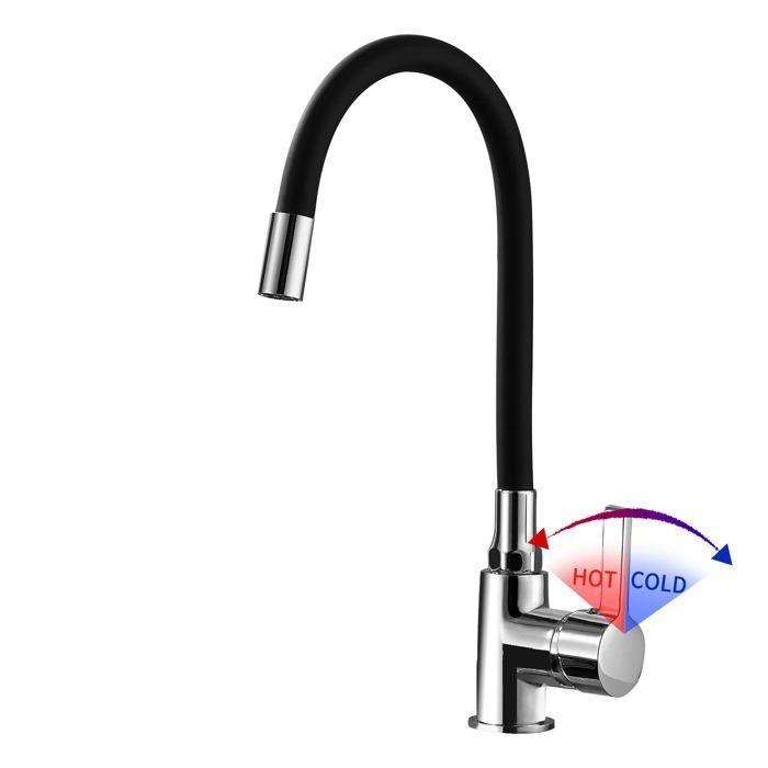 Grifo mezclador de fregadero de cocina STANEW con caño flexible, grifo mezclador monomando de agua fría y caliente, grifo mezclador de cocina giratorio