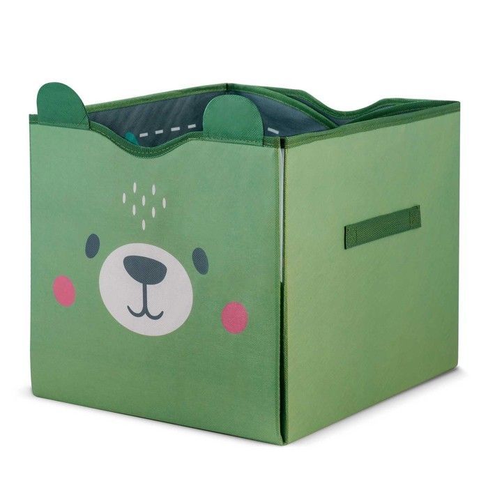 Baúl y alfombra de juguete 2 en 1 - JANSHOP - Verde - 33x39x32 cm - 103,5x97,5 cm abierto - Organizador - Tela no tejida