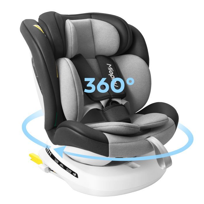 Silla de coche Miophy I-Size con Isofix giratorio 360°, Grupo 0+1/2/3, desde el nacimiento hasta los 12 años, 40-150 cm, Gris oscuro