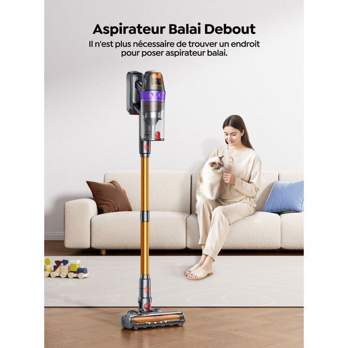 Aspirapolvere senza fili 8 in 1 - BUTURE VC90 - 65 kPa/650 W - Autonomia 60 minuti (ECO) - Spazzola per materassi - Autoportante