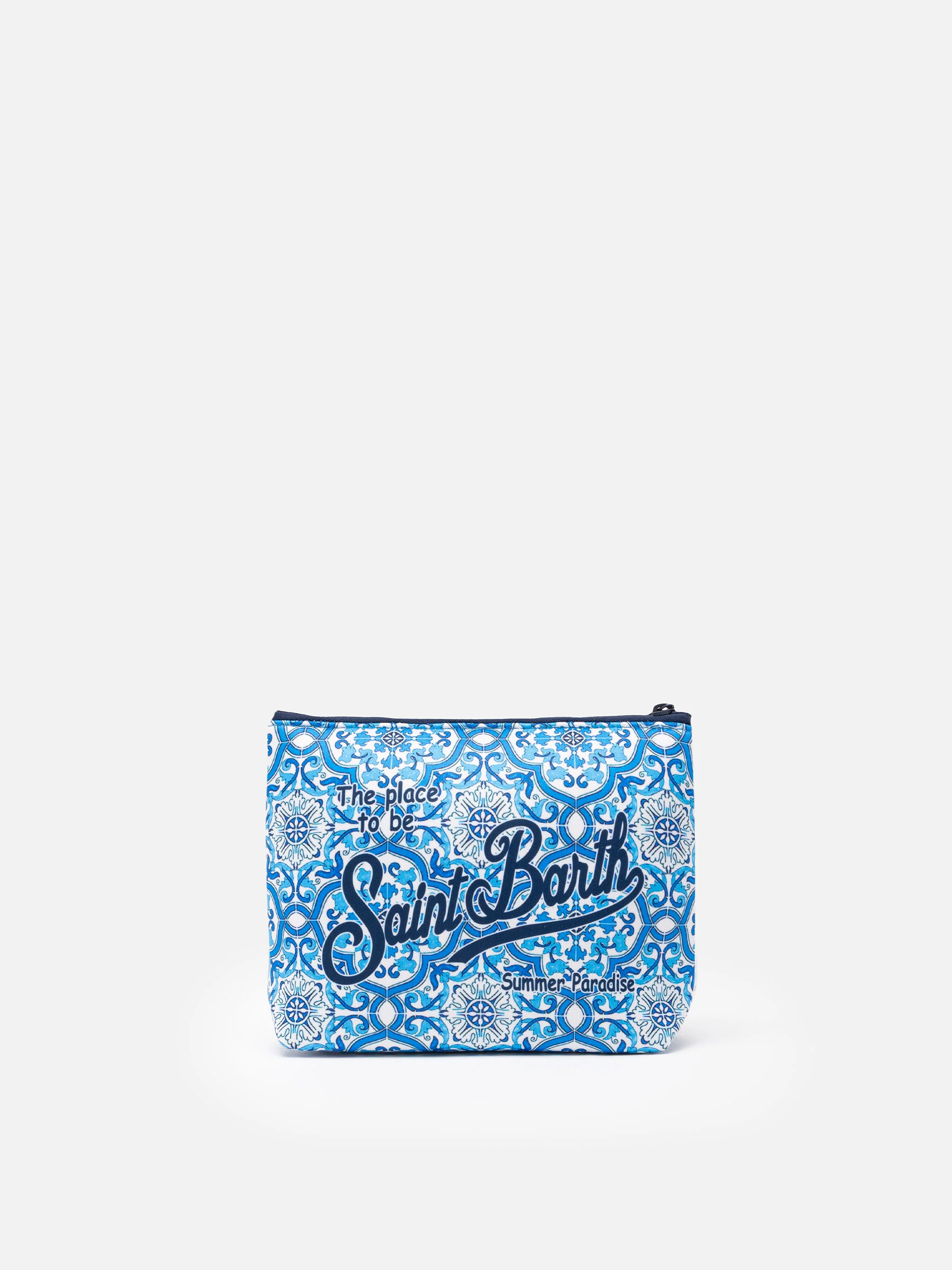 Aline clutch i scuba-stil med majolica-print