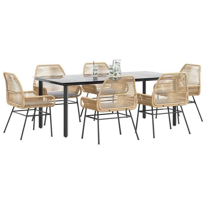 Conjunto de comedor de jardín en poliratán - vidaXL - 7 piezas - Mesa 200x100x74 cm - Sillas 57x60x86 cm
