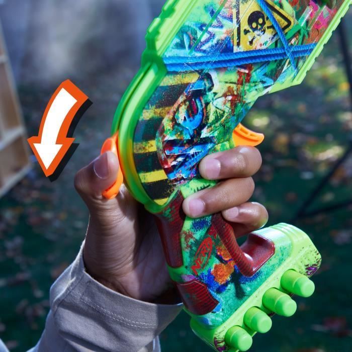 Nerf Zombie Driller, blaster a dardi, cilindro rotante, età 8+