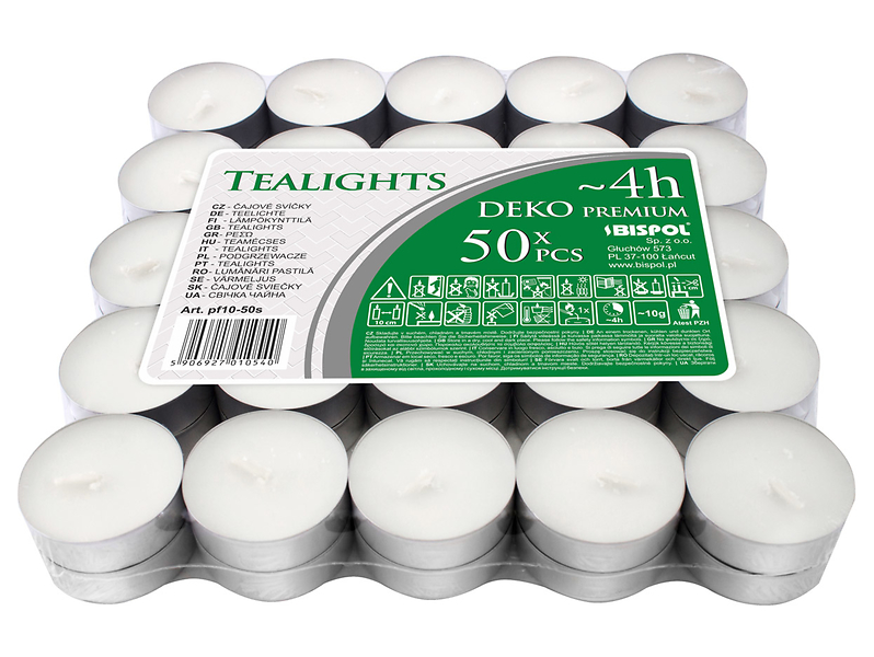 Podgrzewacze tealighty  50 szt. białe