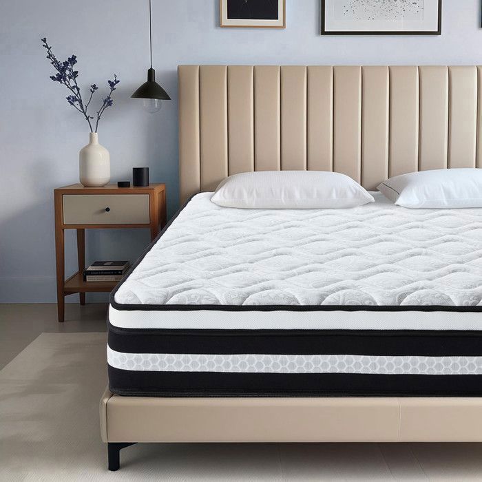 Materasso 160x200 cm, spessore 28 cm, ibrido in lattice blu + memory foam, 10 zone, media rigidità, ultra traspirante, alta resilienza