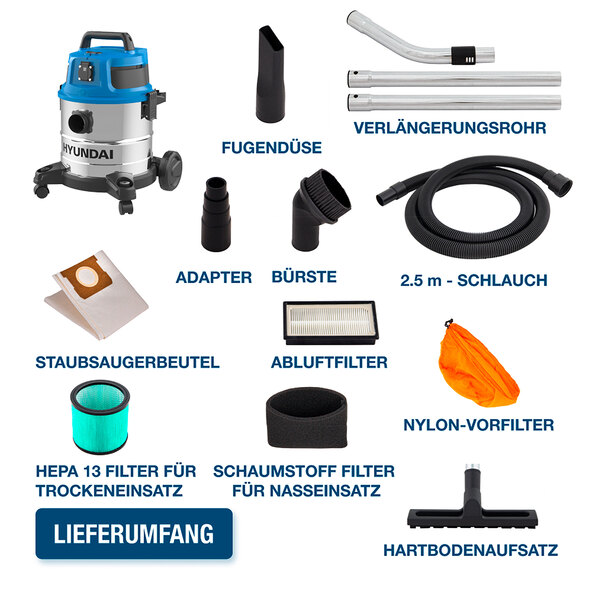 Wet and dry vacuum cleaner VCWD1620E, 1600 W, 20 l