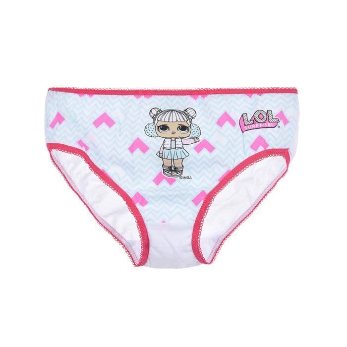 Lot de 3 Culottes Coton Fille - LOL Surprise! - Violet - Ceinture élastiquée - Ouverture de jambe élastiquée