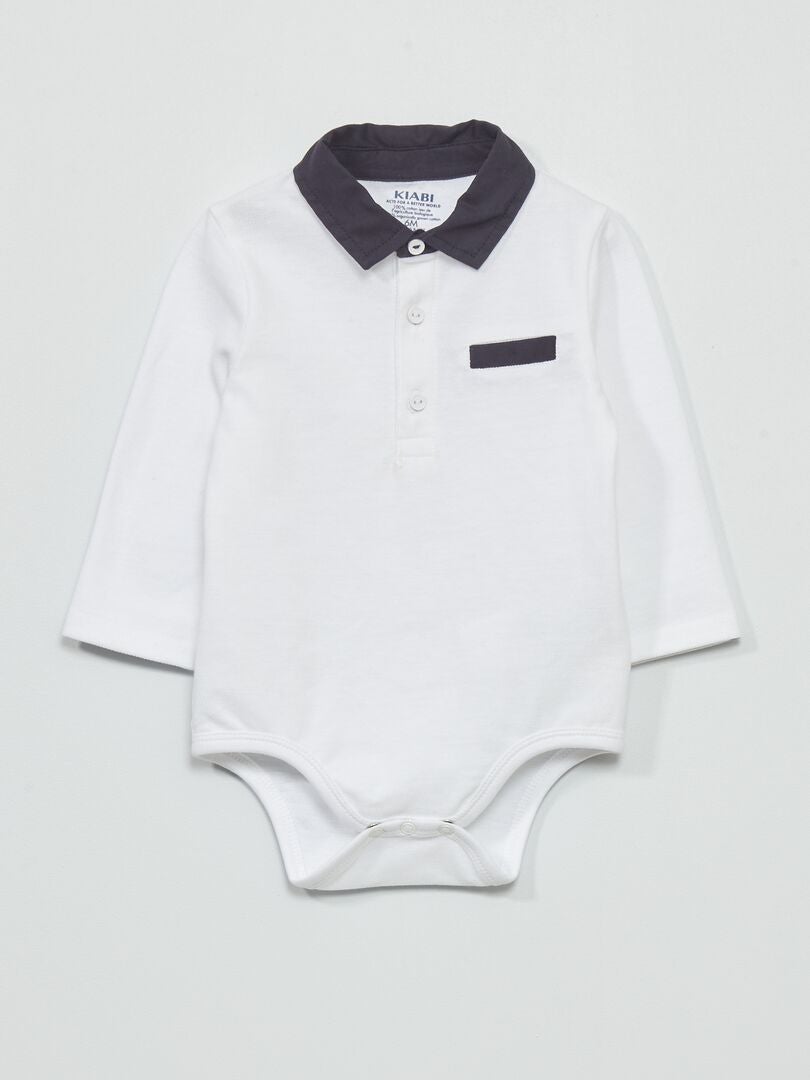 Body estilo polo de piqué - Blanco