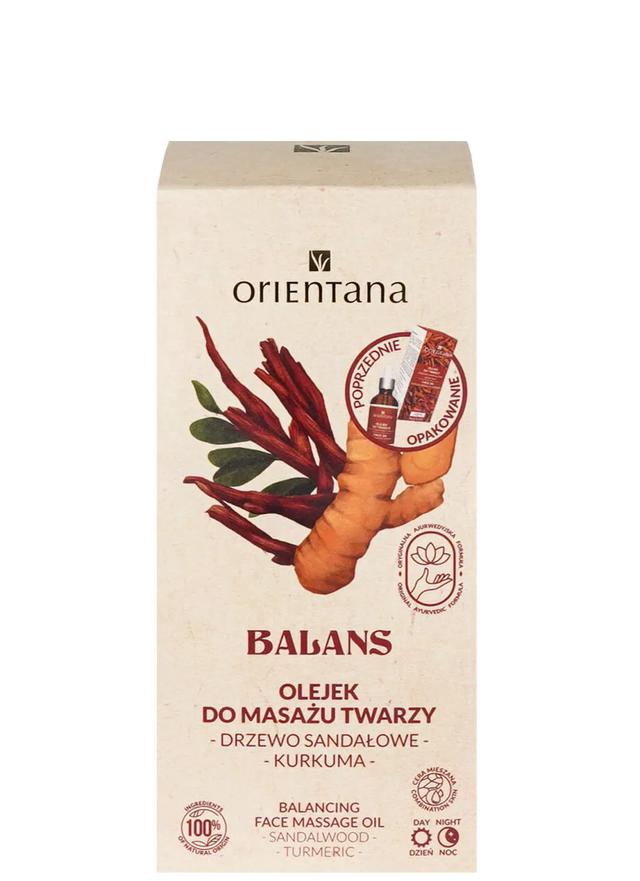 Orientana Olejek do masażu twarzy Balans Drzewo Sandałowe Kurkuma