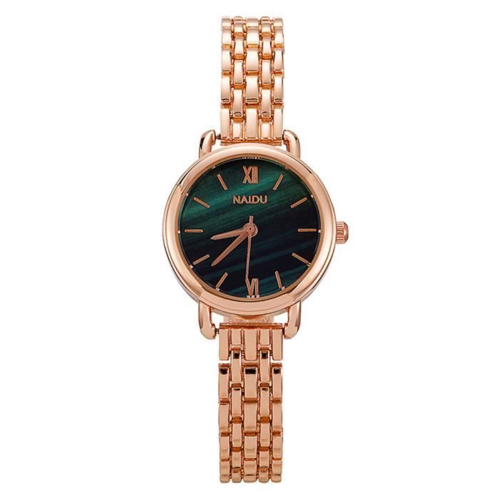 Relógio feminino RMEGA elegante - Vintage - Analógico - Pulseira de aço inoxidável/couro