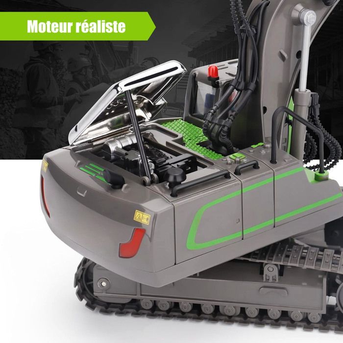2.4GHz Remote Control Excavator - Metal Shovel, 680° Rotation, Lights and Sounds, for Children Ages 3 and Up