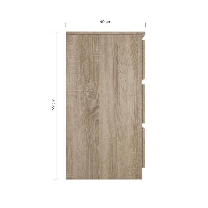 Commode - ASTER - 3 tiroirs - Style Scandinave - 70x40x77 cm - Finition aspect bois