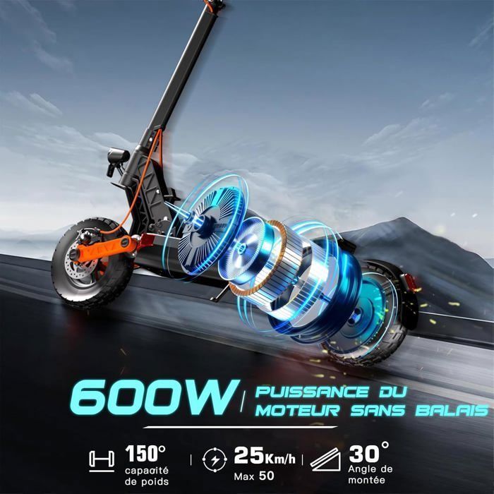 JOYOR S5-Z - Patinete Elétrico Dobrável - Motor de 600W - Bateria de 48V 13Ah - Autonomia de 45km - Pneus de 10