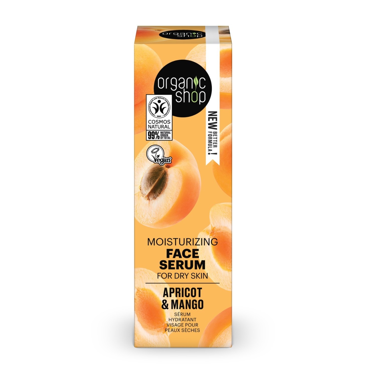 Organic Shop Sérum visage hydratant Abricot et Mangue peaux sèches Vegan Nature