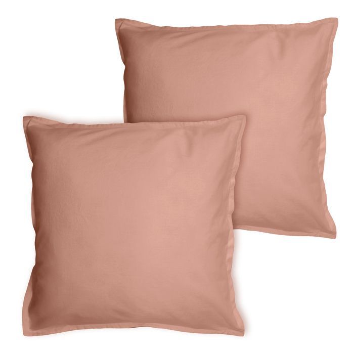 Jogo de roupa de cama de casal lisa com fronhas com babados, 100% algodão - FOSCO & ROSE - ALGODÃO LAVADO - Rosa Nude - 260x240+2x65x65 cm