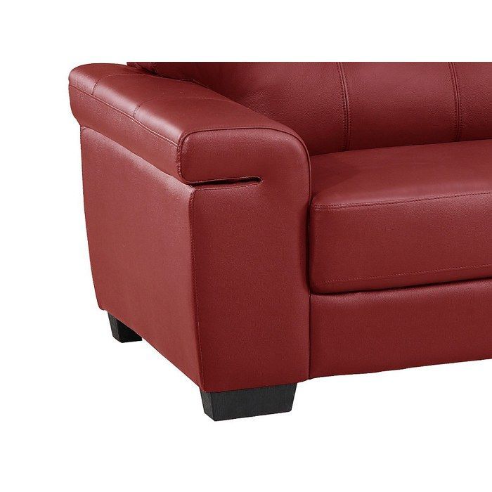 Divano a 3 posti in pelle HAZEL - Rosso - Fisso - Comfort eccezionale - Design contemporaneo